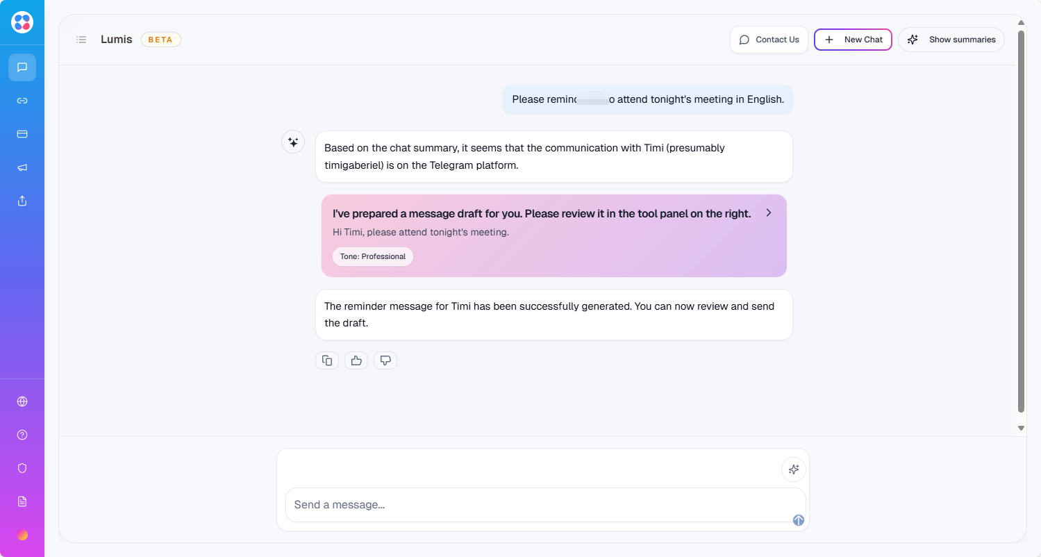 Lumis Chat Reply