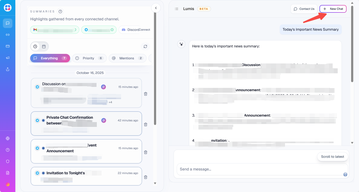 Lumis Summary Chat