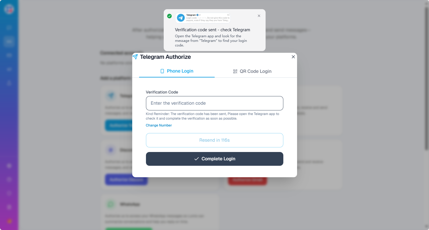 Lumis Telegram Login Code