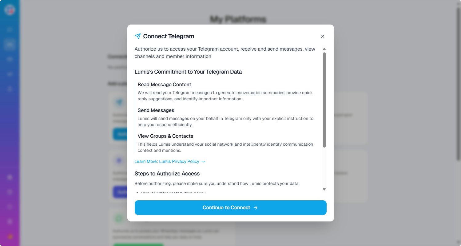 Lumis Telegram Login