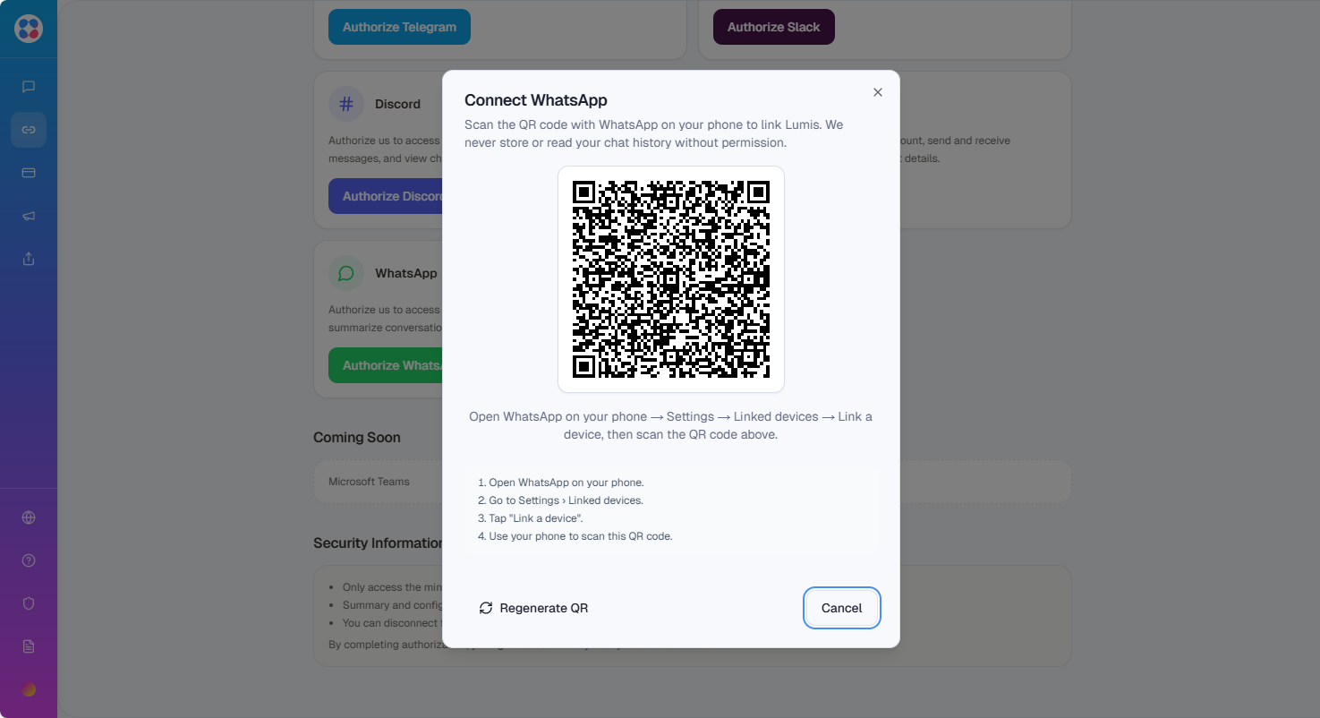 Lumis Whatsapp Login
